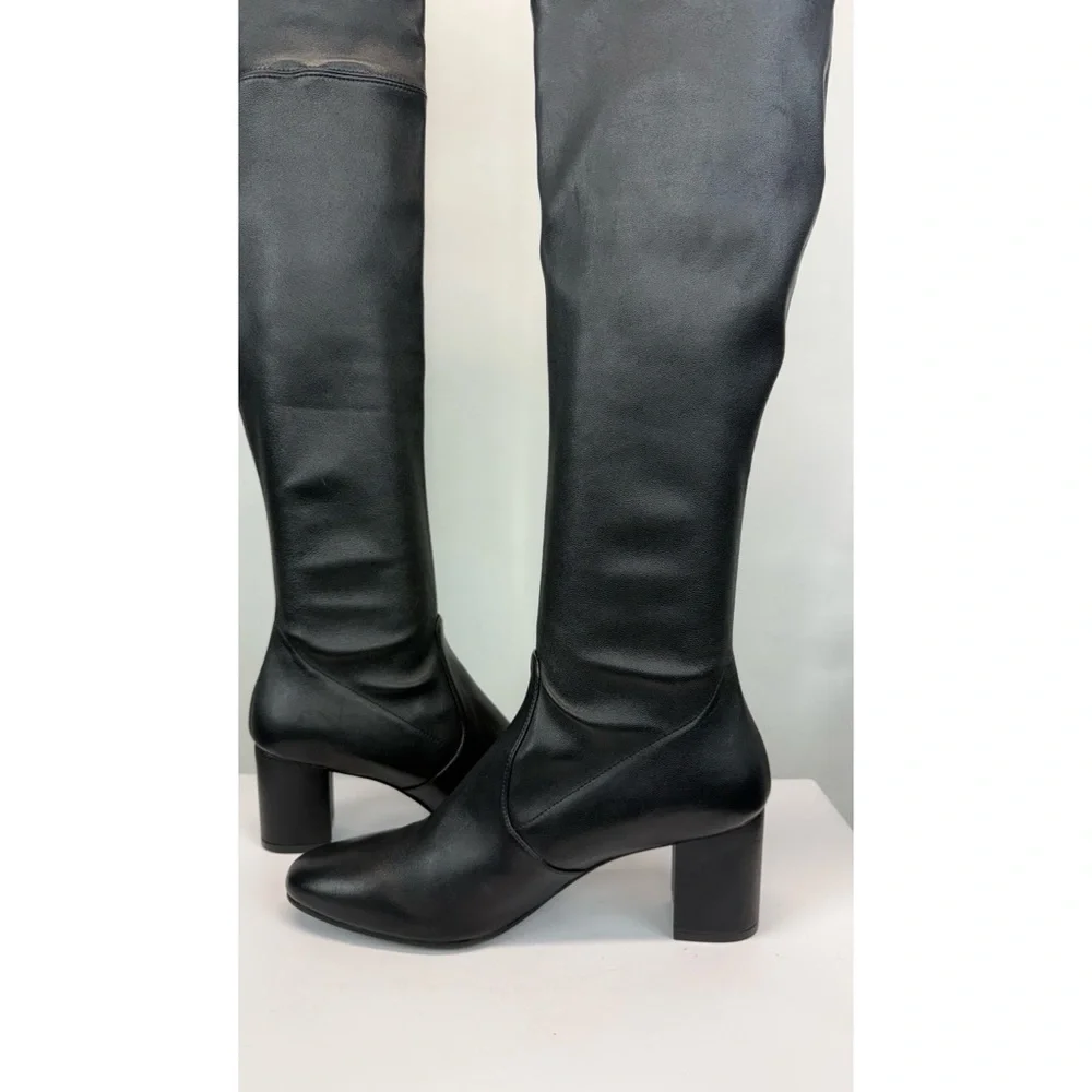 New Stuart Weitzman Tieland Over The Knee Boot Black Leather Sz 10